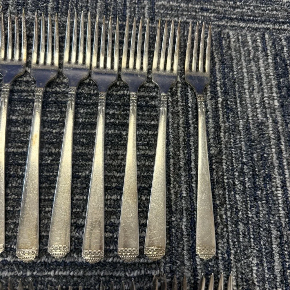 48 Pcs Oneida Surf Club Silver Plate 1881 Rogers Ltd Silverware Flatware Vintage